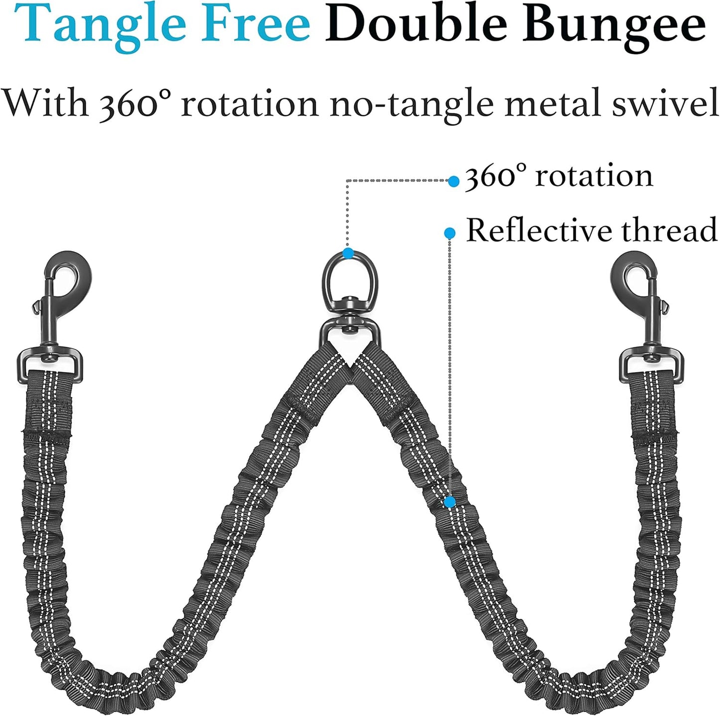 Dual Dog Leash: Tangle-Free & Shock Absorbing