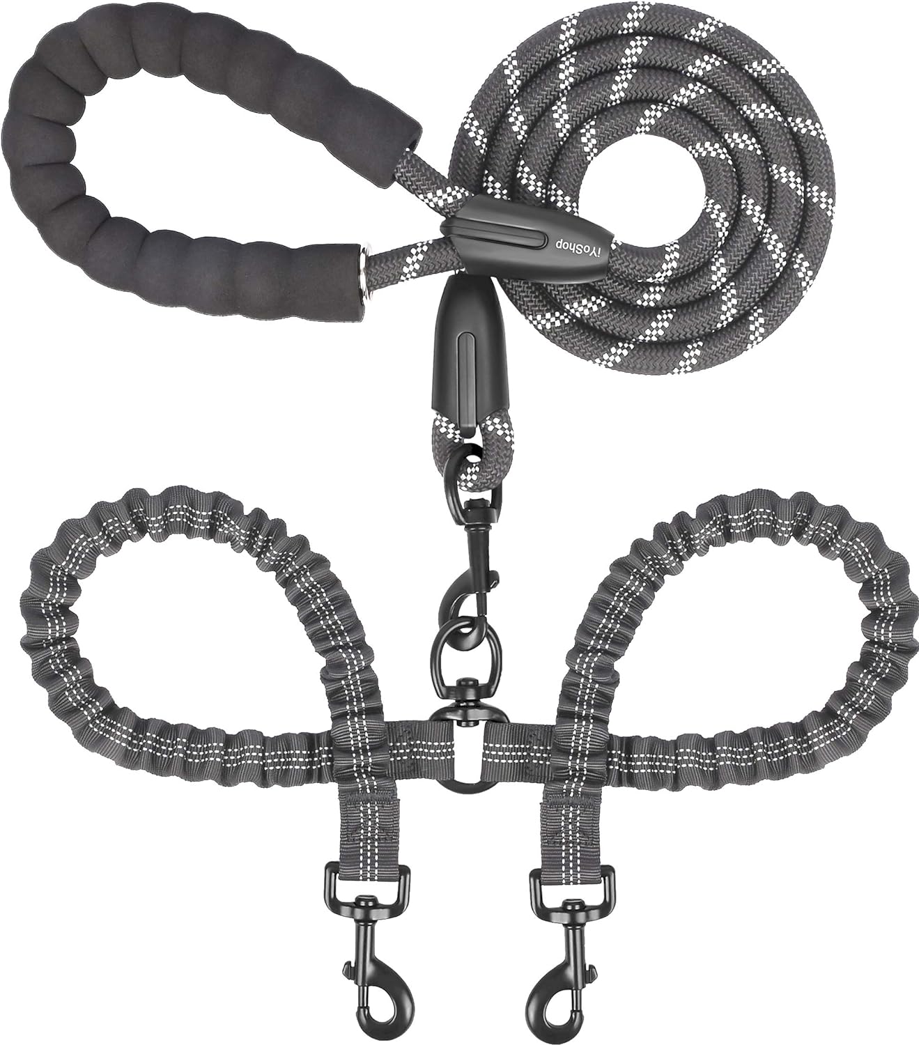Dual Dog Leash: Tangle-Free & Shock Absorbing