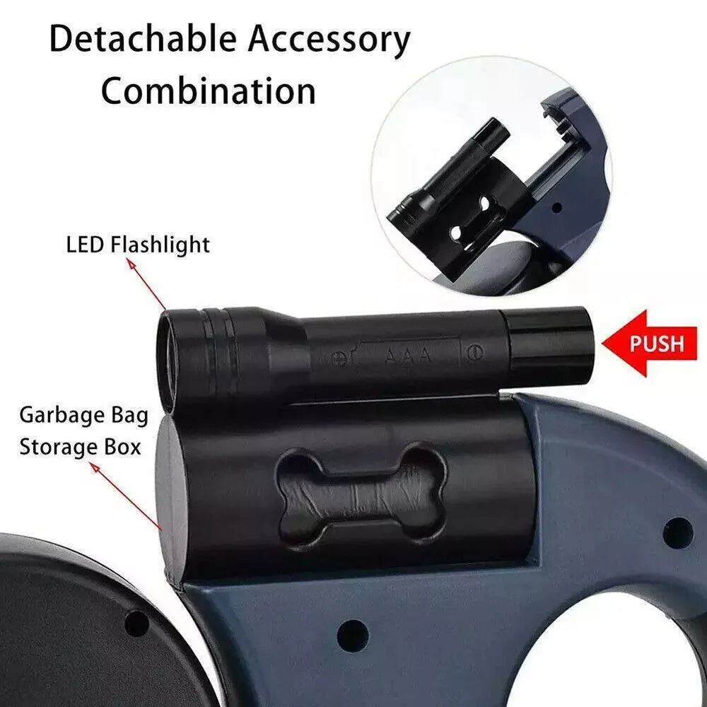2-in-1 Retractable Dog Leash | Dual Tangle-Free Lead with Night Light