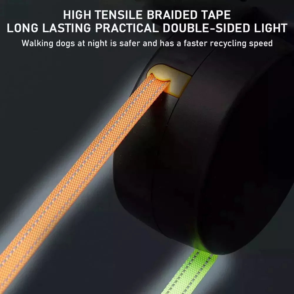 2-in-1 Retractable Dog Leash | Dual Tangle-Free Lead with Night Light