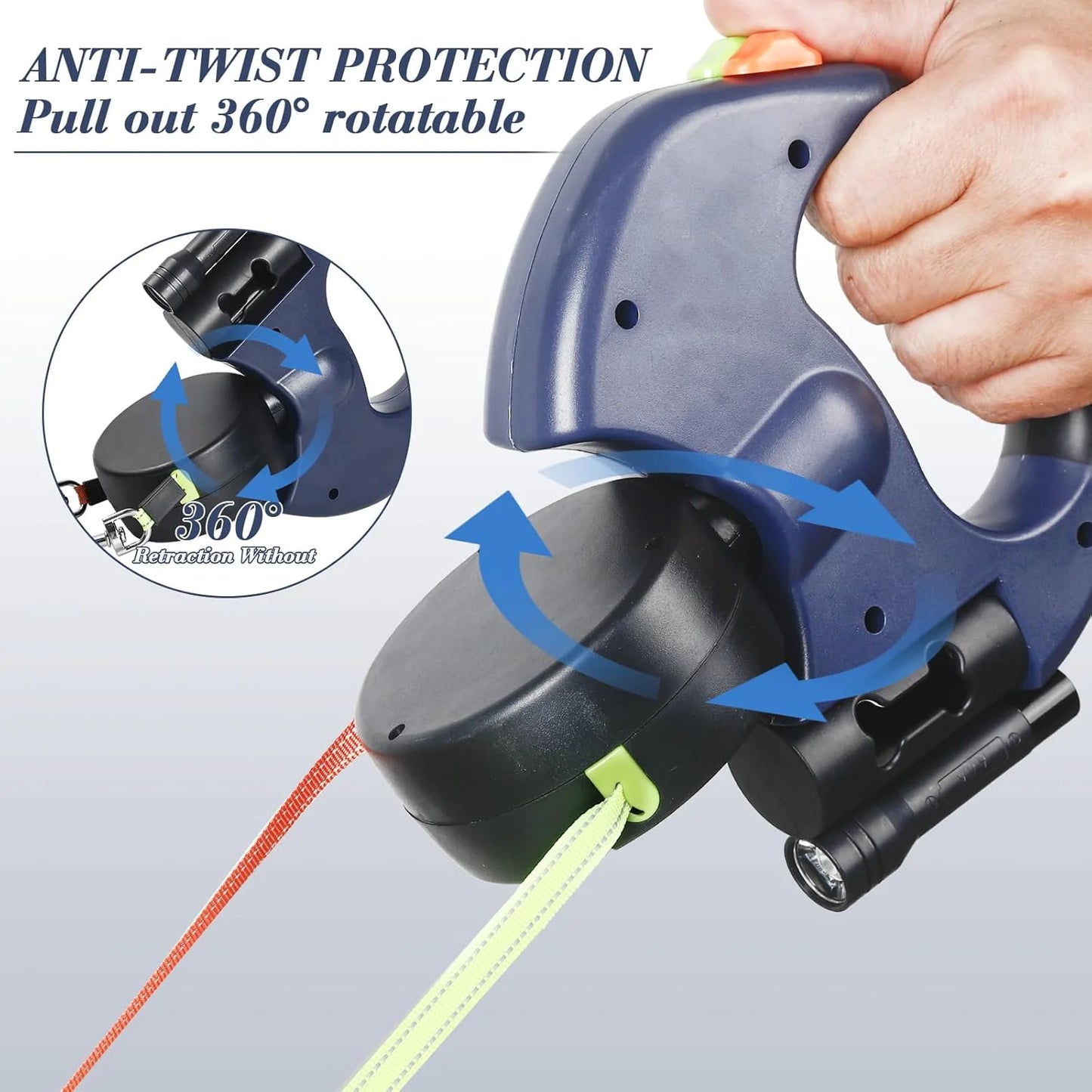 2-in-1 Retractable Dog Leash | Dual Tangle-Free Lead with Night Light
