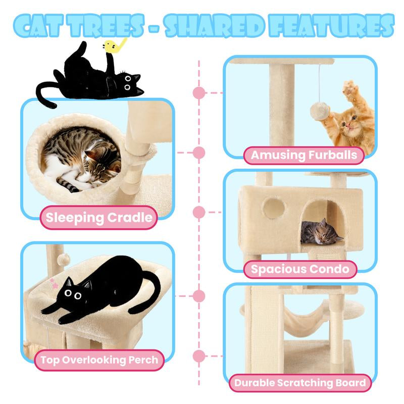 Larger Cat Tree Tower Condo for Indoor Cats