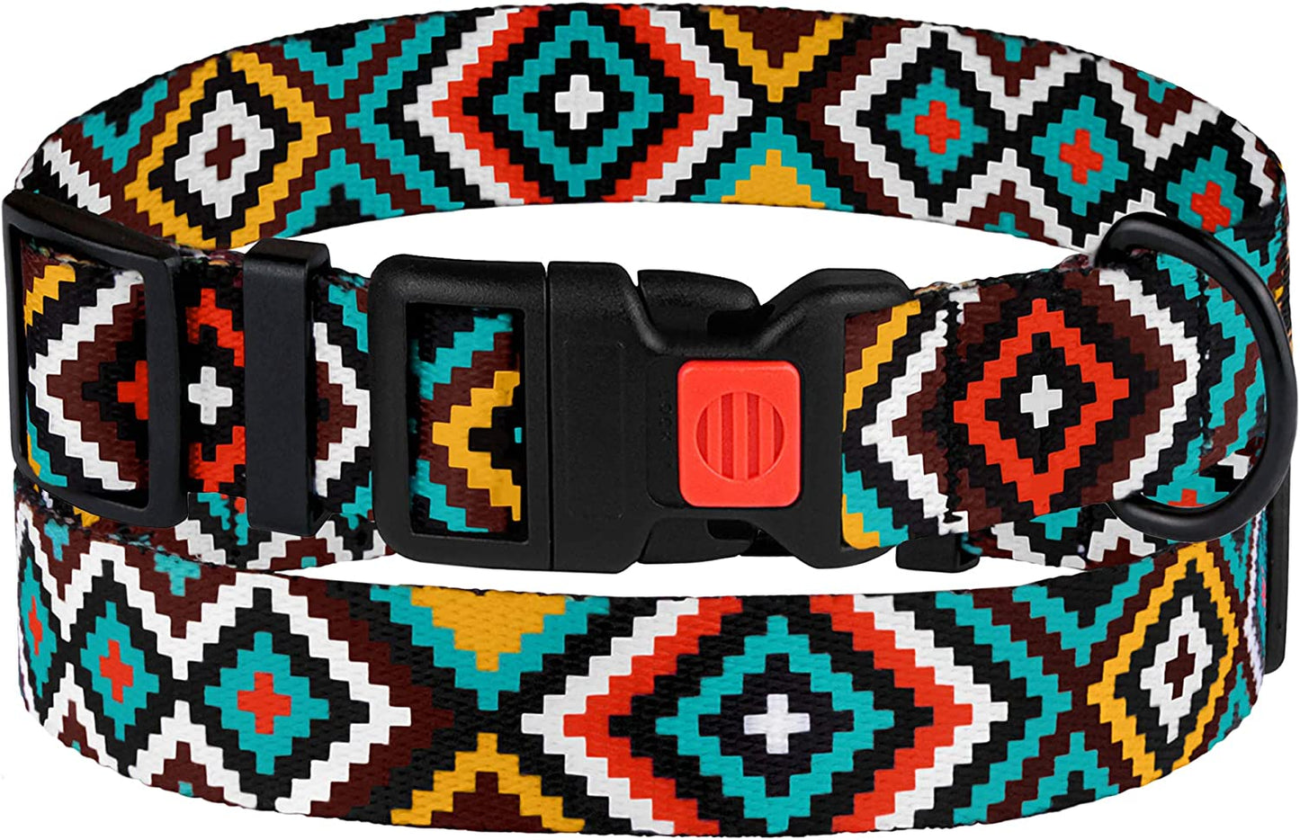 Nylon Dog Collar – Aztec Geometric Pattern (12–16”)