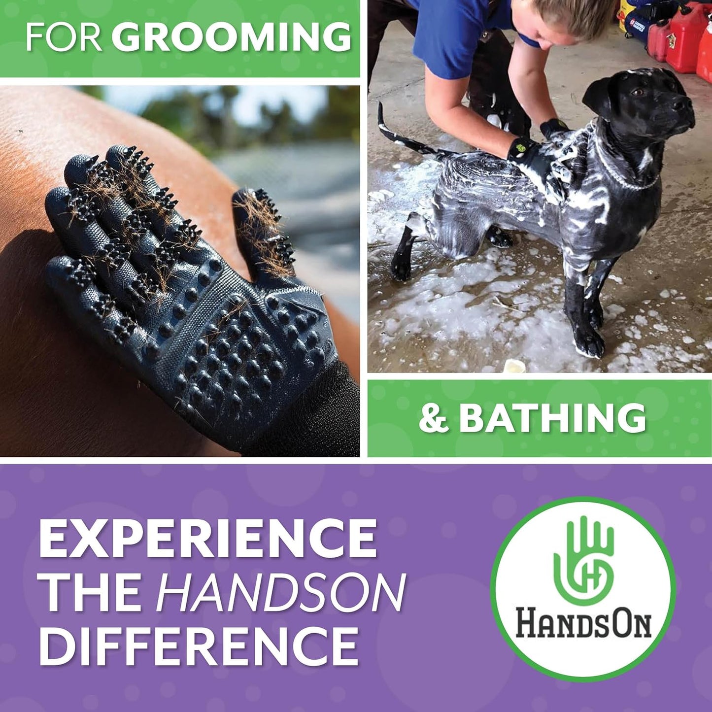 Pet Grooming Gloves – Gentle Shedding & Bathing Brush (Grey, Large)