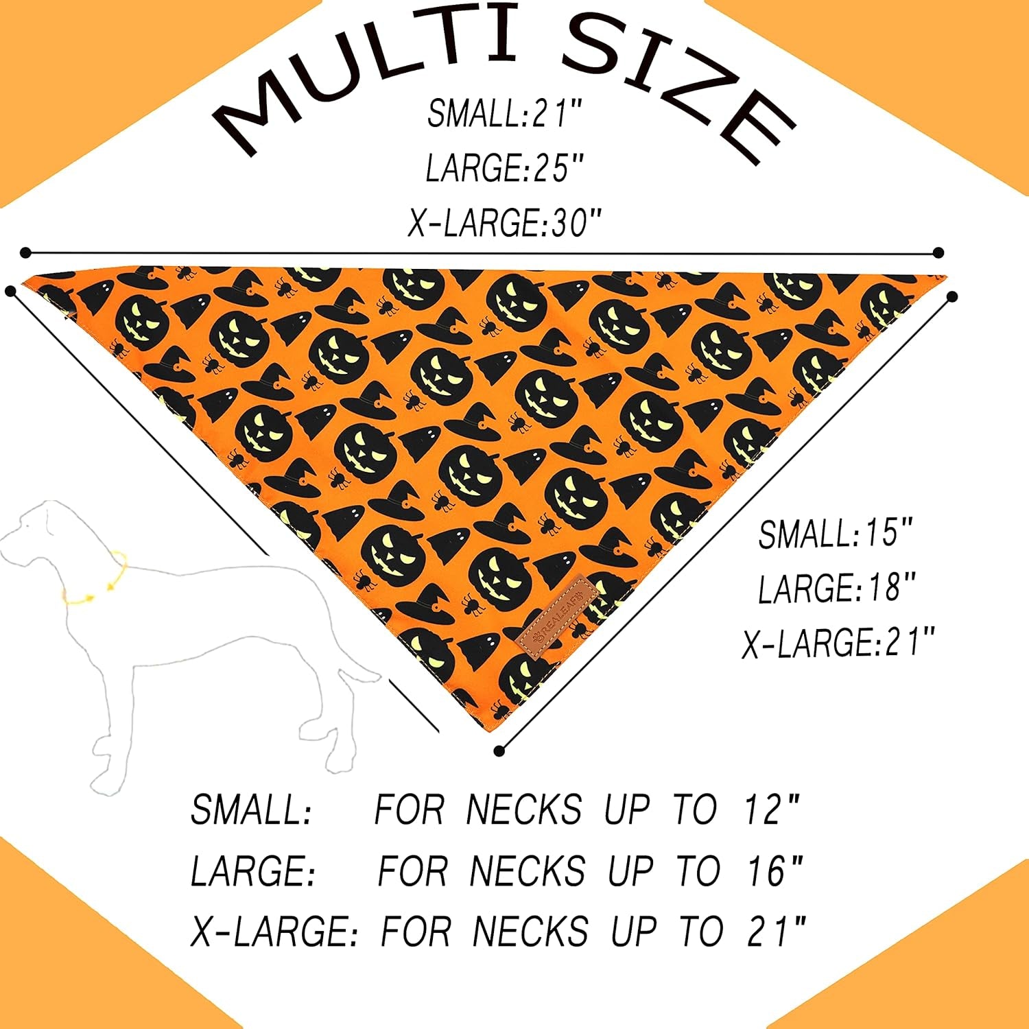 Halloween Dog Bandanas 2 Pack, Pumpkin and Spider Web Bibs (Large)