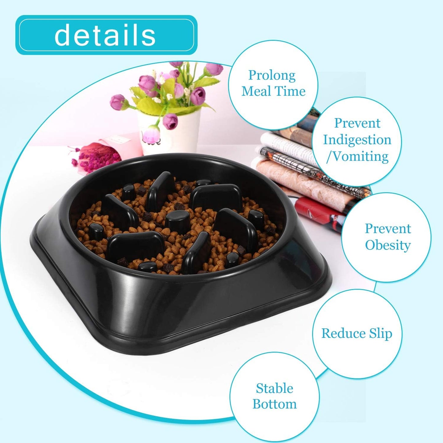 Dog Feeder Slow Eating Pet Bowl Eco-Friendly Non-Toxic Preventing Choking Healthy Design Bowl for Dog 