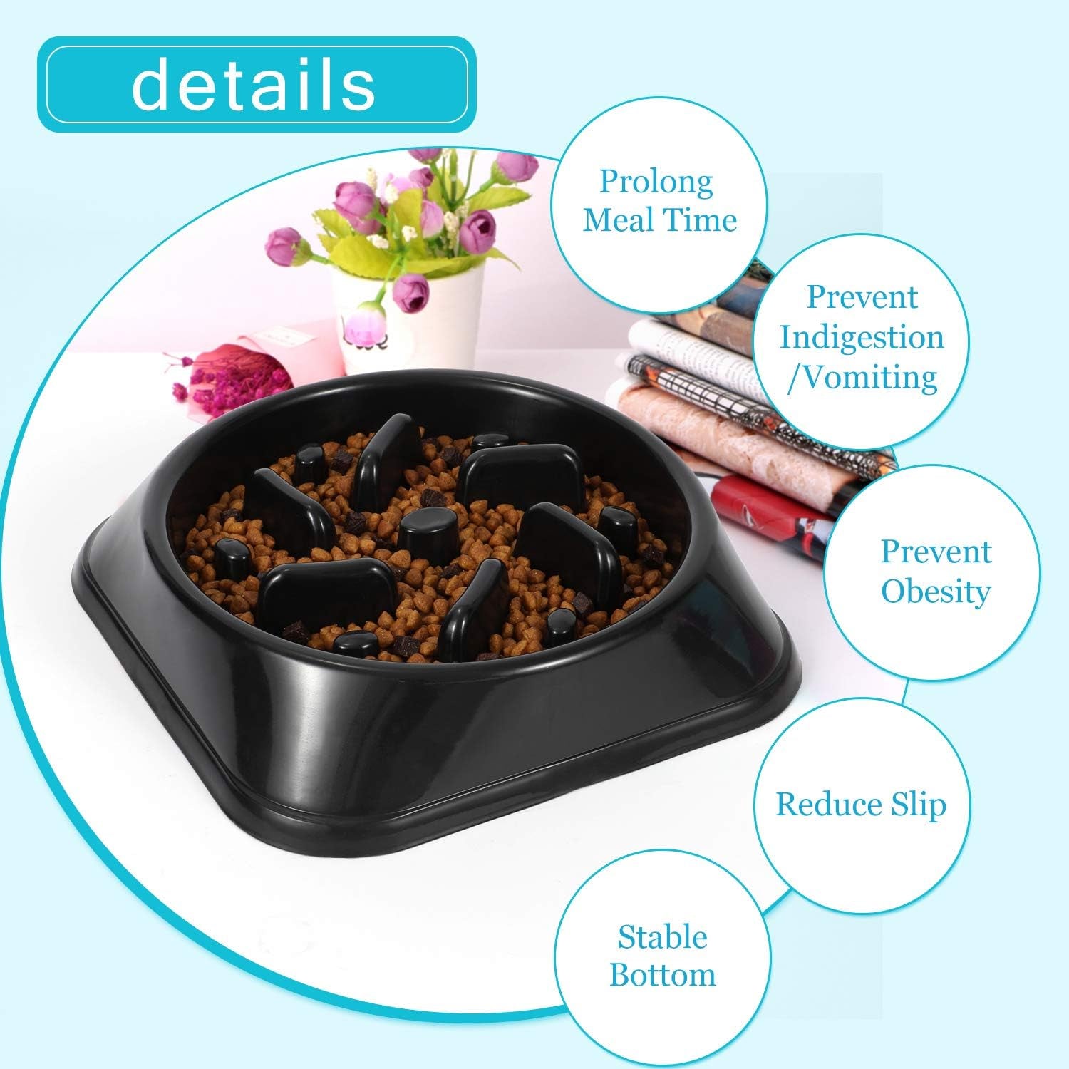 Dog Feeder Slow Eating Pet Bowl Eco-Friendly Non-Toxic Preventing Choking Healthy Design Bowl for Dog 
