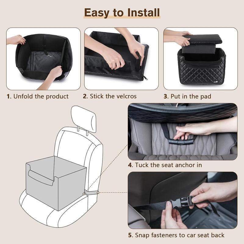 Multifunctional Dog Car Booster Seat, Raised Front Row Pet Bed, Non-Slip, Warm, Washable Cat Bed, Durable Material