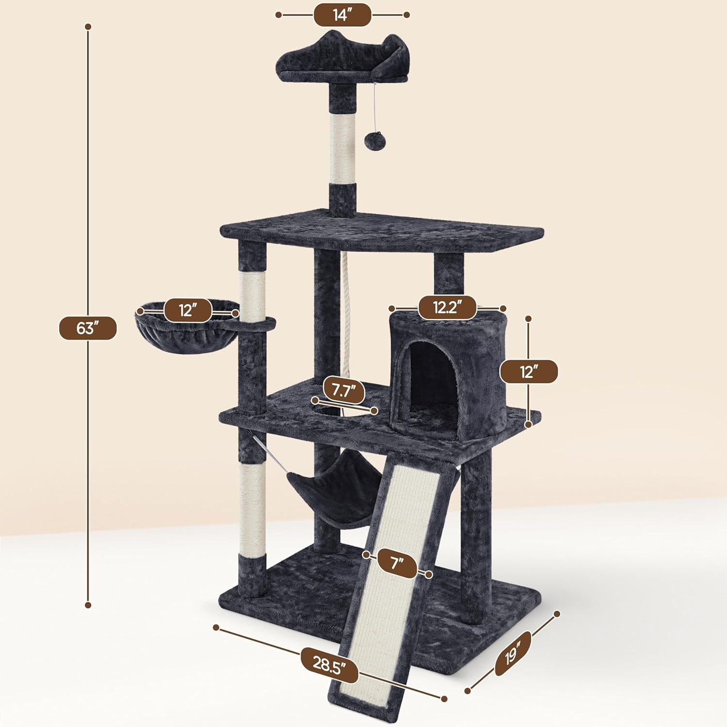 Multi-Level Cat Tree Tower (63.5”)