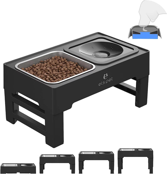 2-in-1 Adjustable Elevated Dog Bowls with No Spill Design