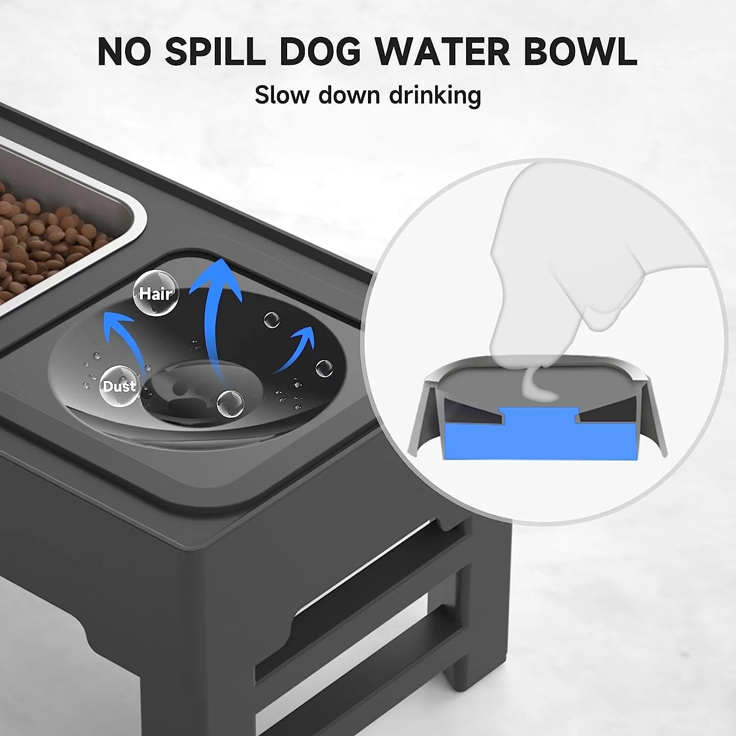 2-in-1 Adjustable Elevated Dog Bowls with No Spill Design