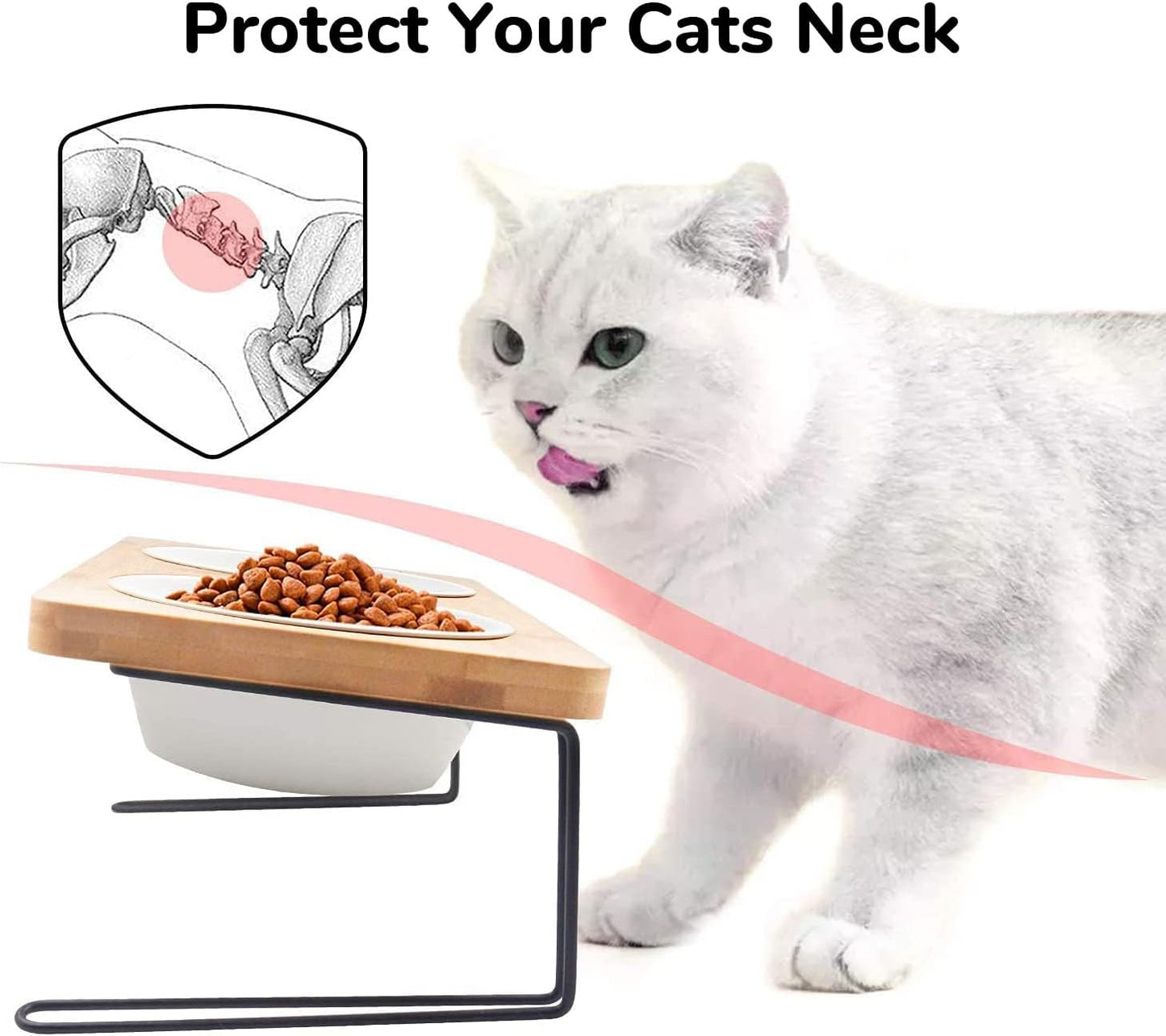 Elevated Cat Ceramic Bowls,  Feeder Set for Cats and Puppy