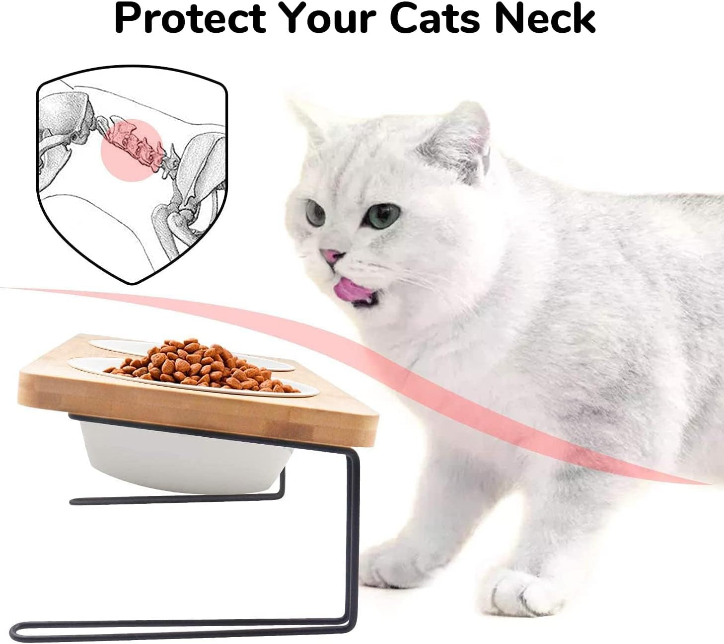Elevated Cat Ceramic Bowls,  Feeder Set for Cats and Puppy