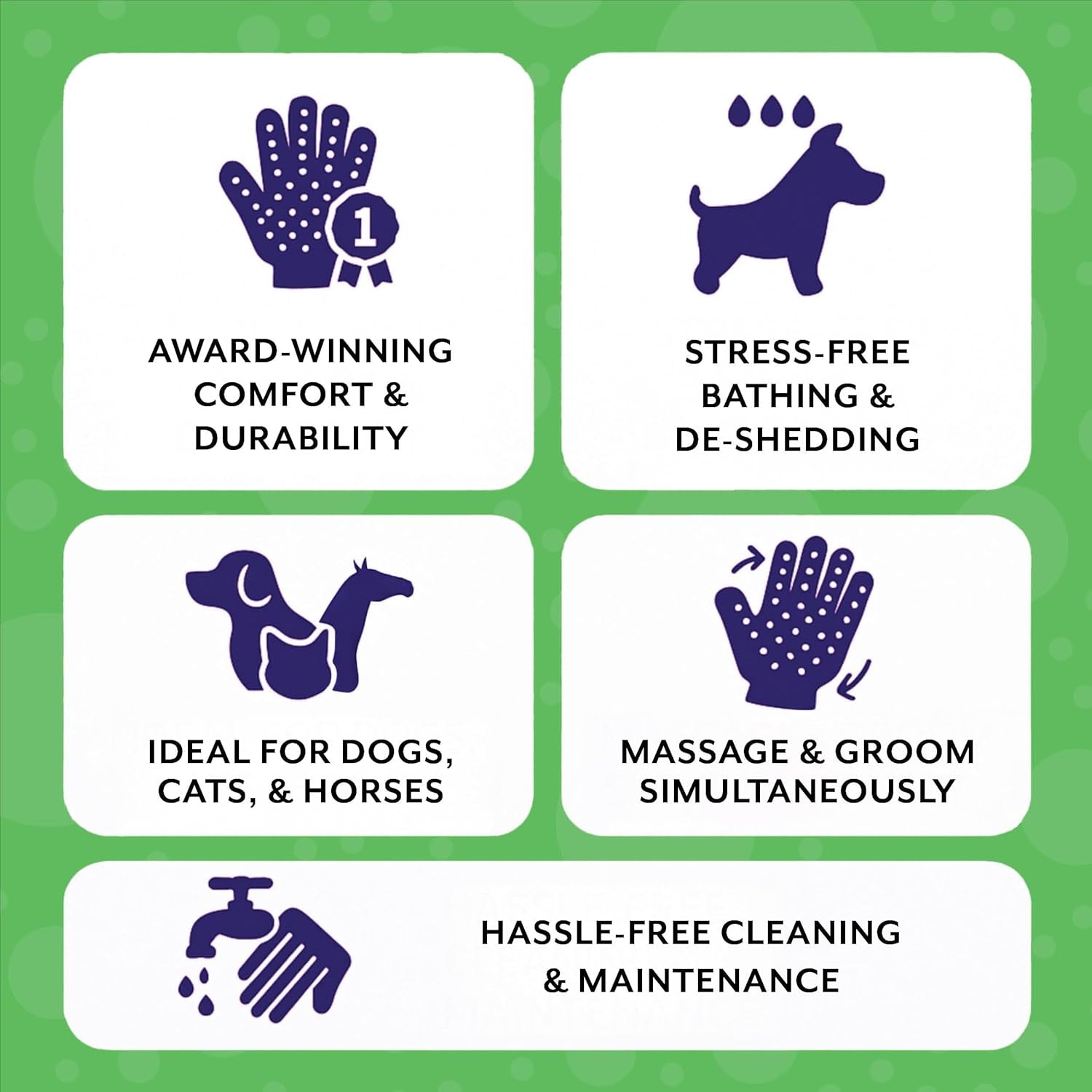 Pet Grooming Gloves – Gentle Shedding & Bathing Brush (Grey, Large)