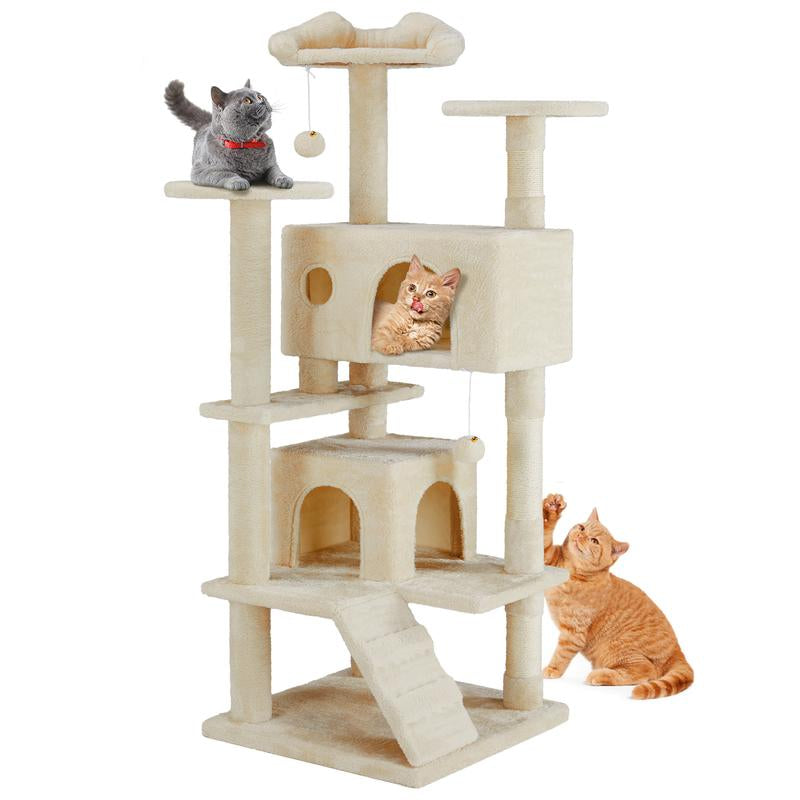 54-Inch Cat Tree Tower – Multi-Level with Sisal Scratching Post
