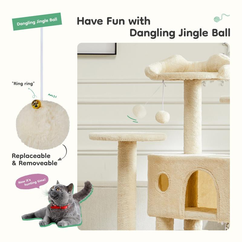54-Inch Cat Tree Tower – Multi-Level with Sisal Scratching Post