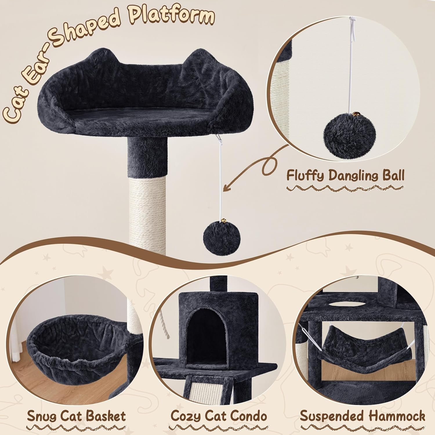 Multi-Level Cat Tree Tower (63.5”)