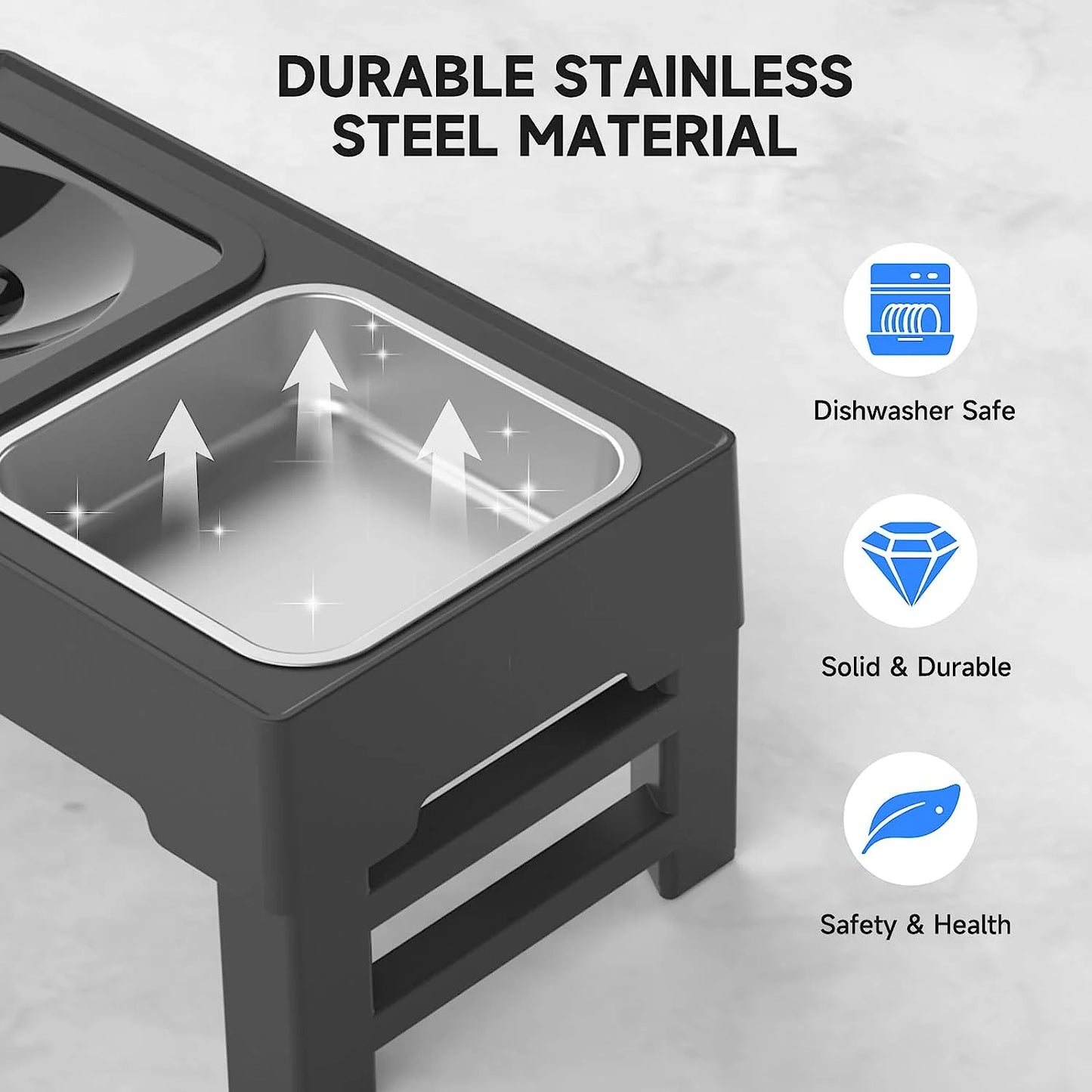 2-in-1 Adjustable Elevated Dog Bowls with No Spill Design