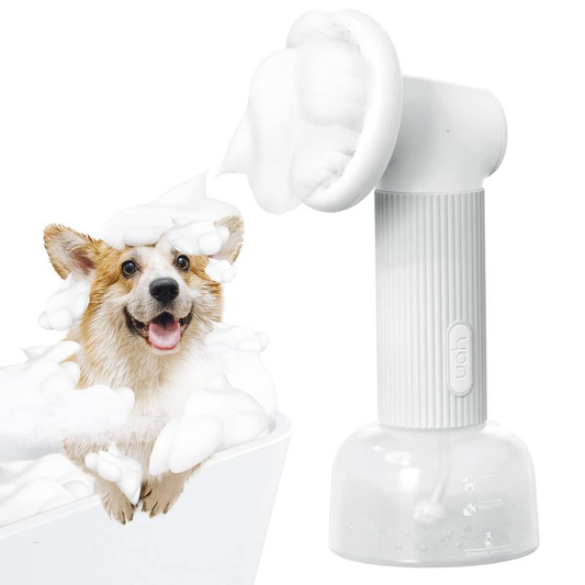 Uahpet Auto-Foaming Dog & Cat Bath Brush with Soap Dispenser
