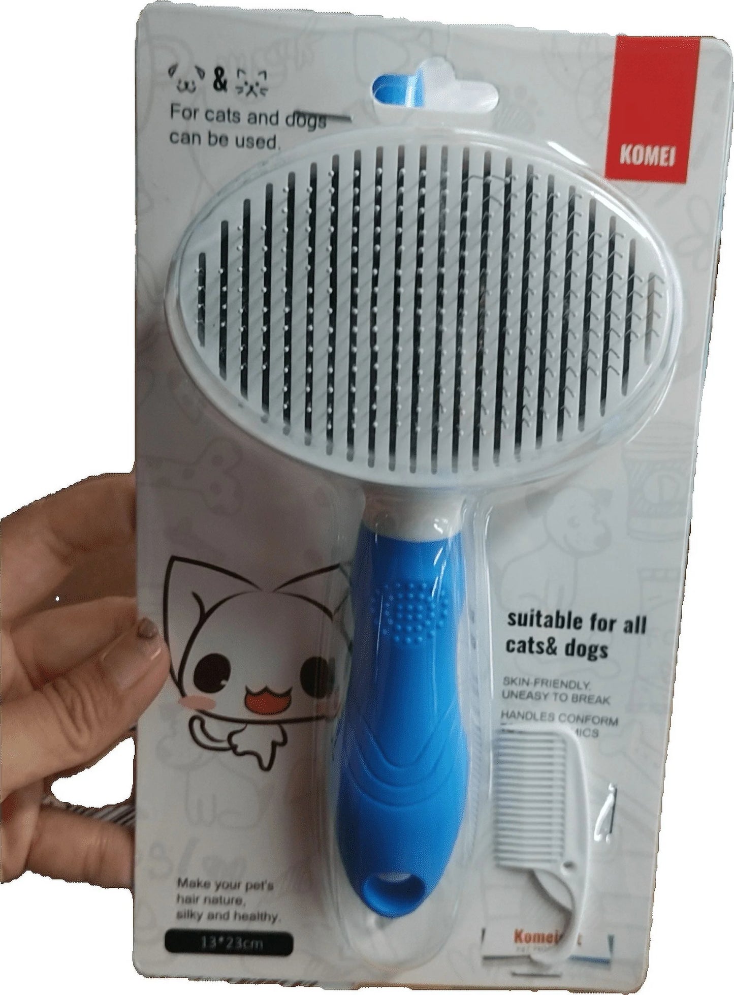 Self-Cleaning Pet Grooming Brush with Flea Comb