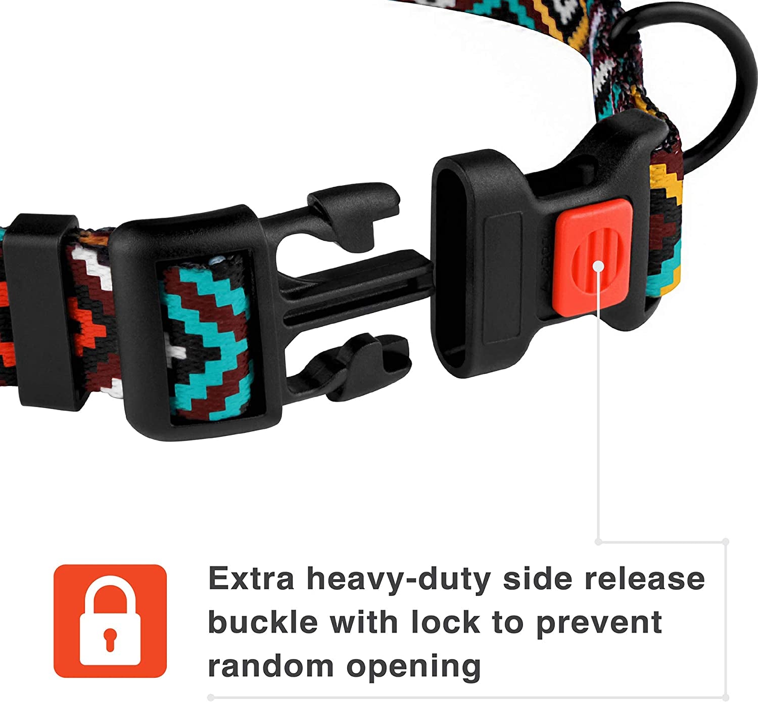 Nylon Dog Collar – Aztec Geometric Pattern (12–16”)