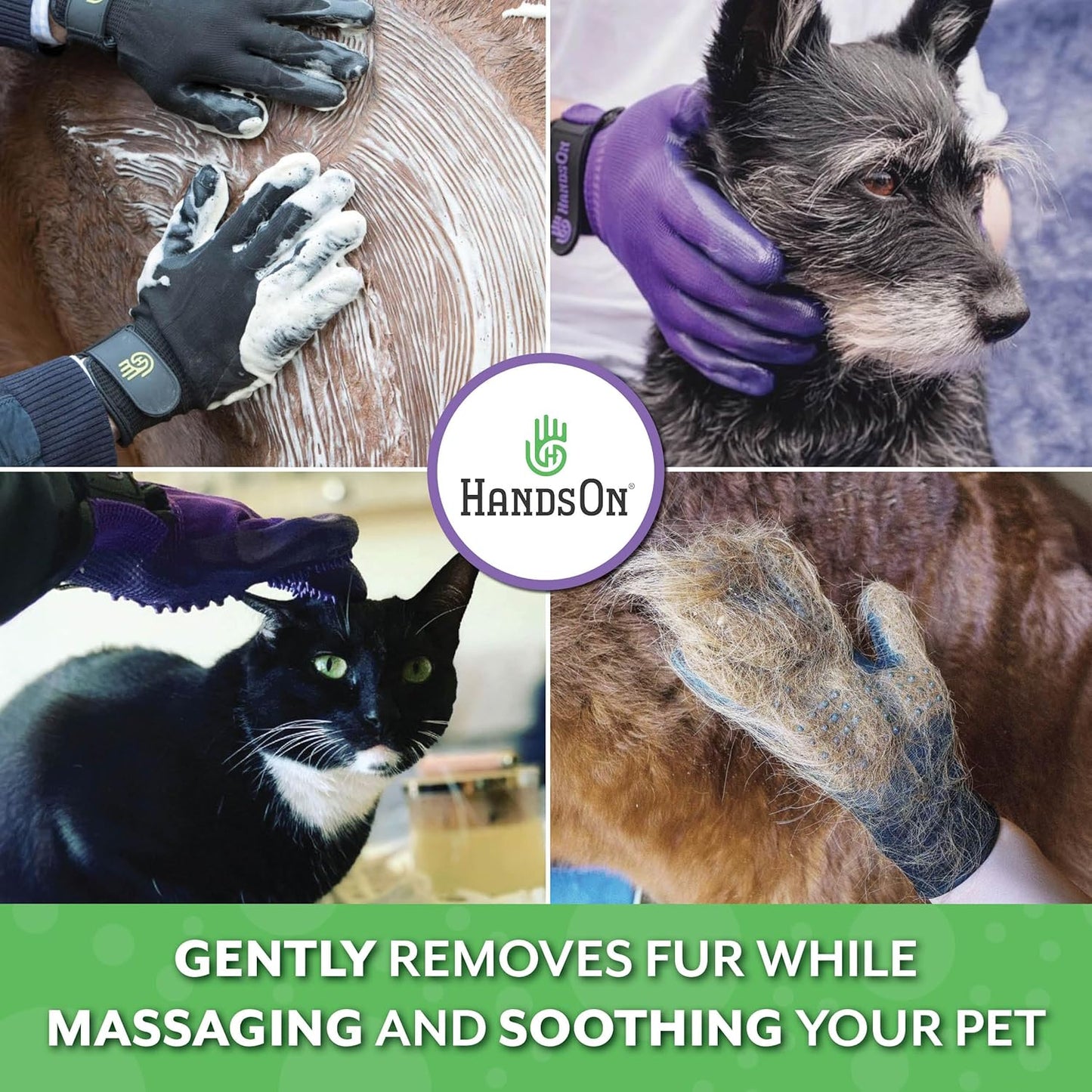 Pet Grooming Gloves – Gentle Shedding & Bathing Brush (Grey, Large)