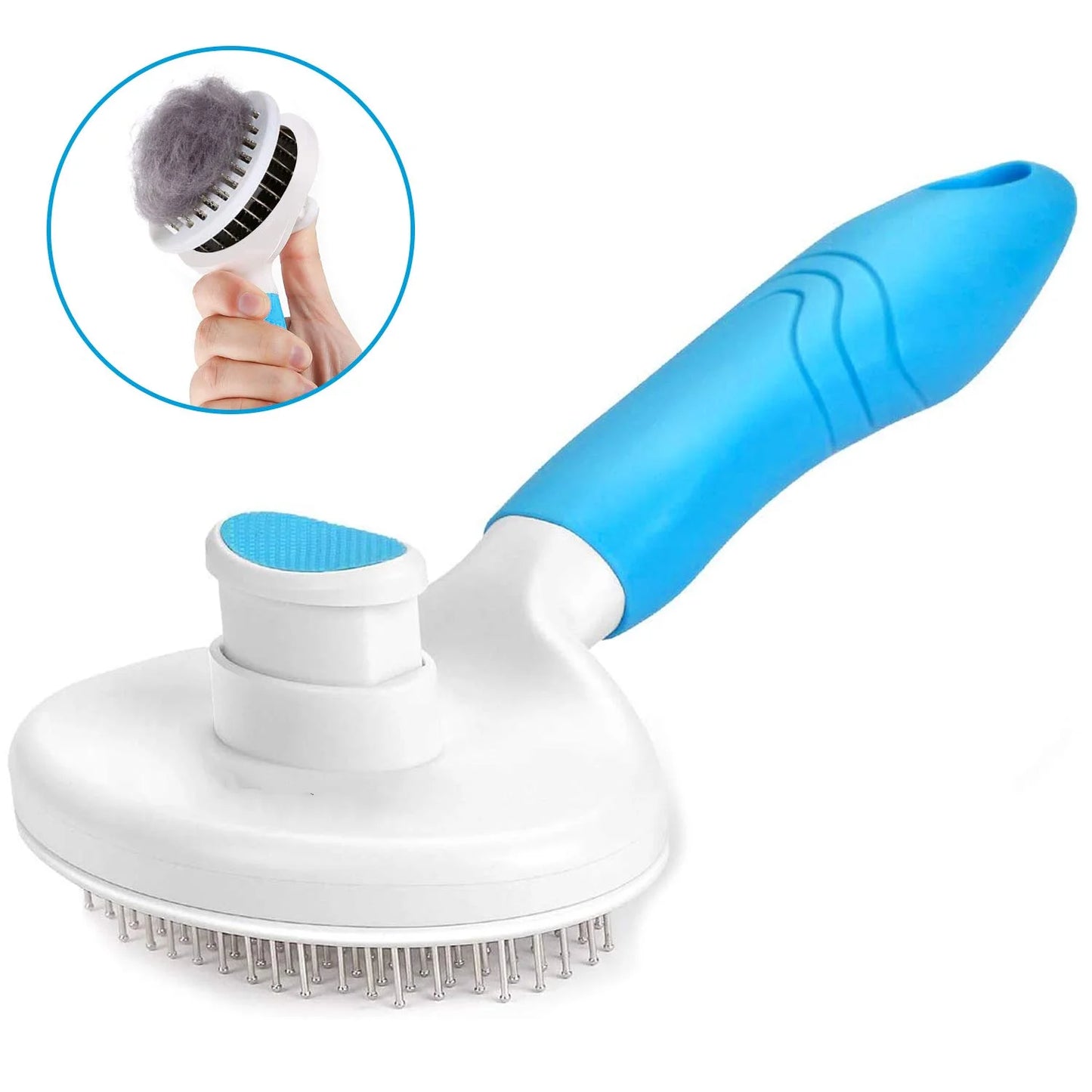 Self-Cleaning Pet Grooming Brush with Flea Comb