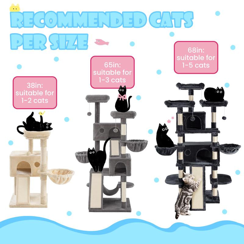  Larger Cat Tree Tower Condo for Indoor Cats